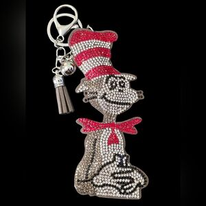 Cat in the Hat Rhinestone Bag Charm Bsg Charm Keychain